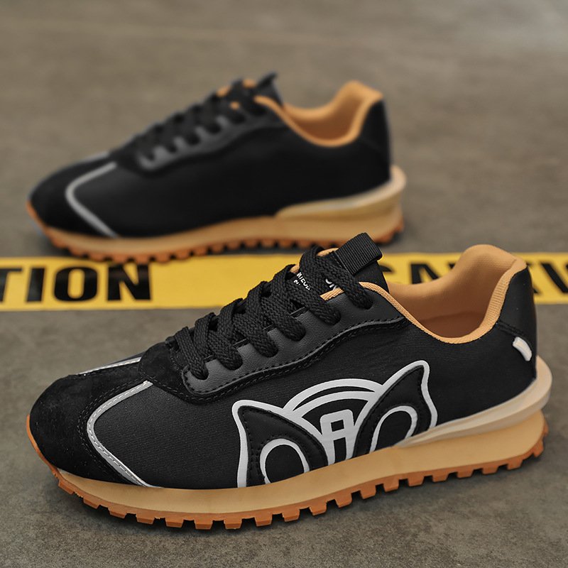 画像6: One point leather & canvas lace up sneakers shoes 男女兼用 ユニセックスワンポイントレザー＆キャンバスレースアップレザースニーカーシューズ (6)