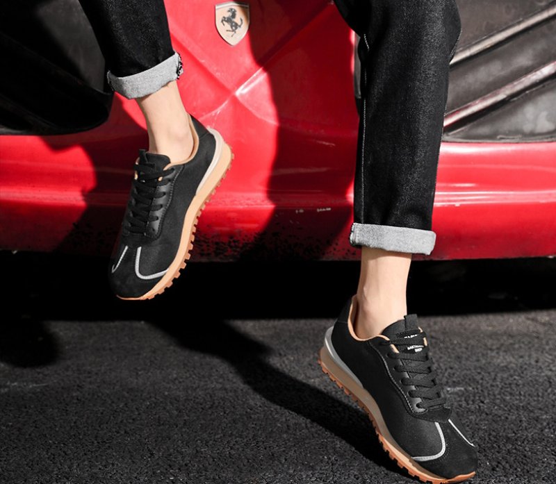 画像10: One point leather & canvas lace up sneakers shoes 男女兼用 ユニセックスワンポイントレザー＆キャンバスレースアップレザースニーカーシューズ (10)