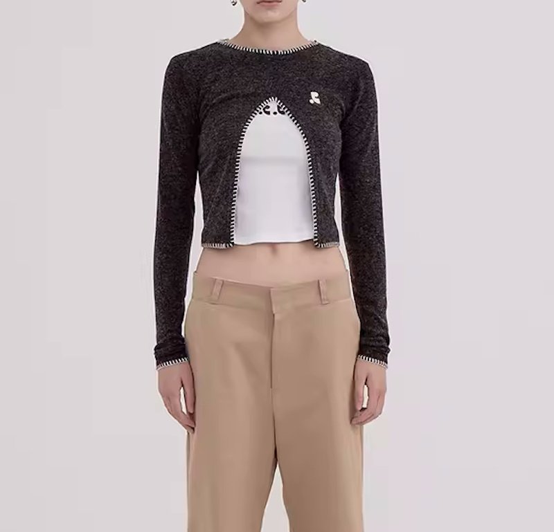 画像6: CUT OUT LONG SLEEVE KNIT TOP Sweater　カットアウトロングスリーブニットプルオーバーセーター (6)