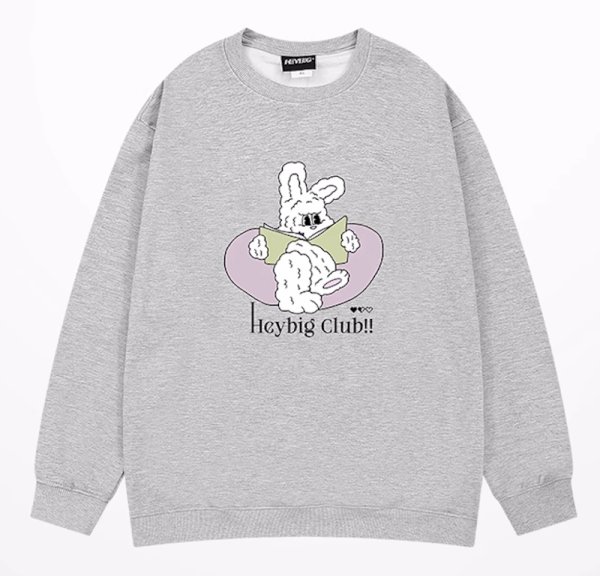 画像1: Rabbit x Newspaper  round neck sweat shirt ユニセックス 男女兼用 ラビット×ニュースペーパープリント スウェット トレーナー (1)