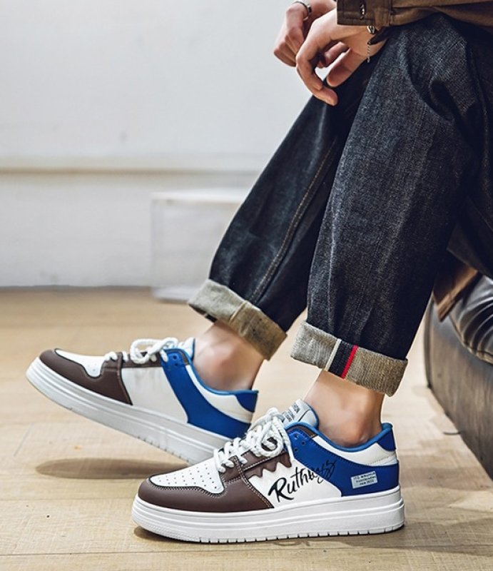 画像6: By color leather lace up sneakers shoes 男女兼用 ユニセックスレザーバイカラー＆アルファベットレースアップレザースニーカーシューズ (6)