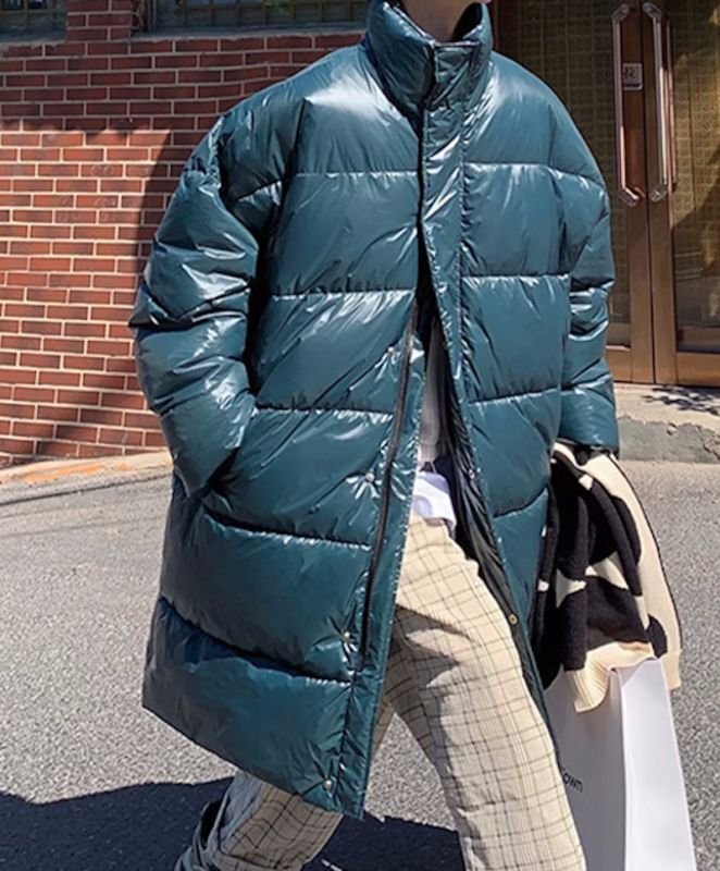 画像3: Long length stand collar down coat ユニセックス 男女兼用ロング丈スタンドカラーダウンコートジャケット  (3)