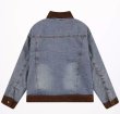 画像2: Sheep velvet collar denim jacket blouson  ユニセックス 男女兼用デニムシープスキンベルベット襟デニムジャケットジャケットジャンパー スタジャン MA-1 ボンバー ジャケット ブルゾン (2)