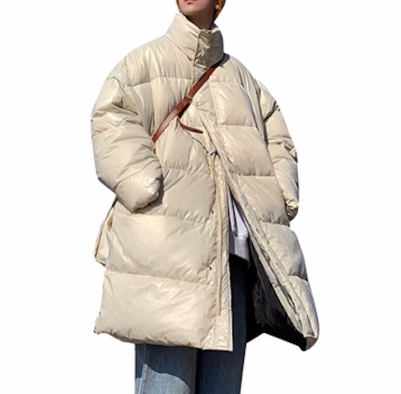 画像2: Long length stand collar down coat ユニセックス 男女兼用ロング丈スタンドカラーダウンコートジャケット  (2)