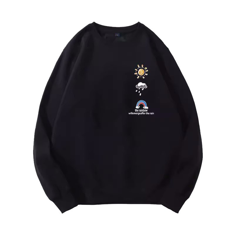 画像2: men and women round neck Sunny cloudy rain rainbow point Sweat Shirts ユニセックス男女兼用 晴曇り雨虹プリントスウェット  トレーナー (2)