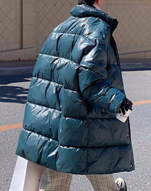 画像9: Long length stand collar down coat ユニセックス 男女兼用ロング丈スタンドカラーダウンコートジャケット  (9)