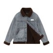 画像3: Sheep velvet collar denim jacket blouson  ユニセックス 男女兼用デニムシープスキンベルベット襟デニムジャケットジャケットジャンパー スタジャン MA-1 ボンバー ジャケット ブルゾン (3)