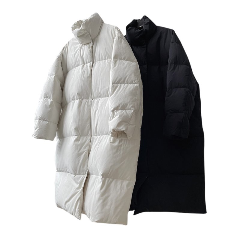 画像6: Long length stand collar down coat ユニセックス 男女兼用ロング丈スタンドカラーダウンコートジャケット  (6)