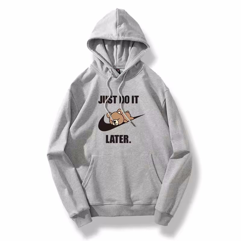 画像2: men and women sleeping bear×JUST DO IT LATER hoodie Sweat  ユニセックス男女兼用 スリーピングベア フーディ プリントスウェット  トレーナー (2)