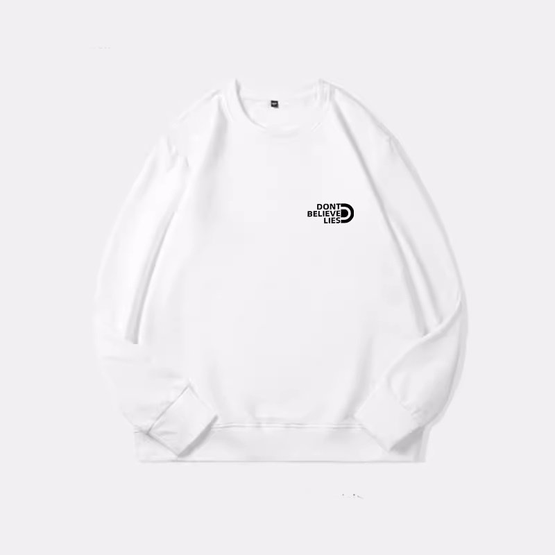 画像2: men and women round neck One point DON'T BELIEVE LIES logo Sweat Shirts ユニセックス男女兼用 ワンポイントDONT BELEVE LIESロゴプリントスウェット  トレーナー (2)