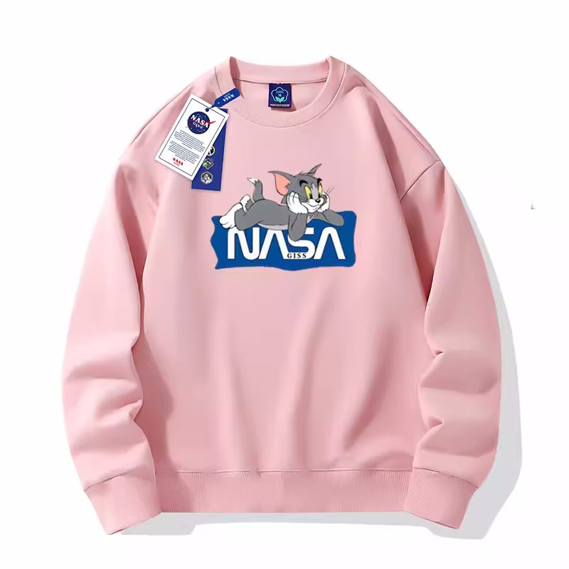 画像10: NASA x Tom and Jerry tom prin round neck sweater  ユニセックス 男女兼用NASAナサ×トムとジェリー トムプリントプリントラウンドネックスウェットプルオーバートレーナー (10)