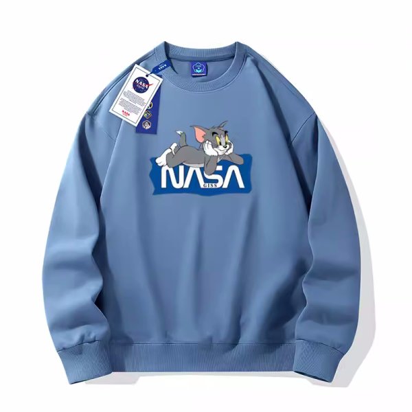画像1: NASA x Tom and Jerry tom prin round neck sweater  ユニセックス 男女兼用NASAナサ×トムとジェリー トムプリントプリントラウンドネックスウェットプルオーバートレーナー (1)