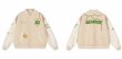 画像1: Flower & Butterfly embroidery baseball jacket stadium jacket baseball uniform jacket blouson  ユニセックス 男女兼用刺繍フラワー＆バタフライスタジアムジャンパー ダウンジャケット スタジャン MA-1 ボンバー ジャケット ブルゾン (1)