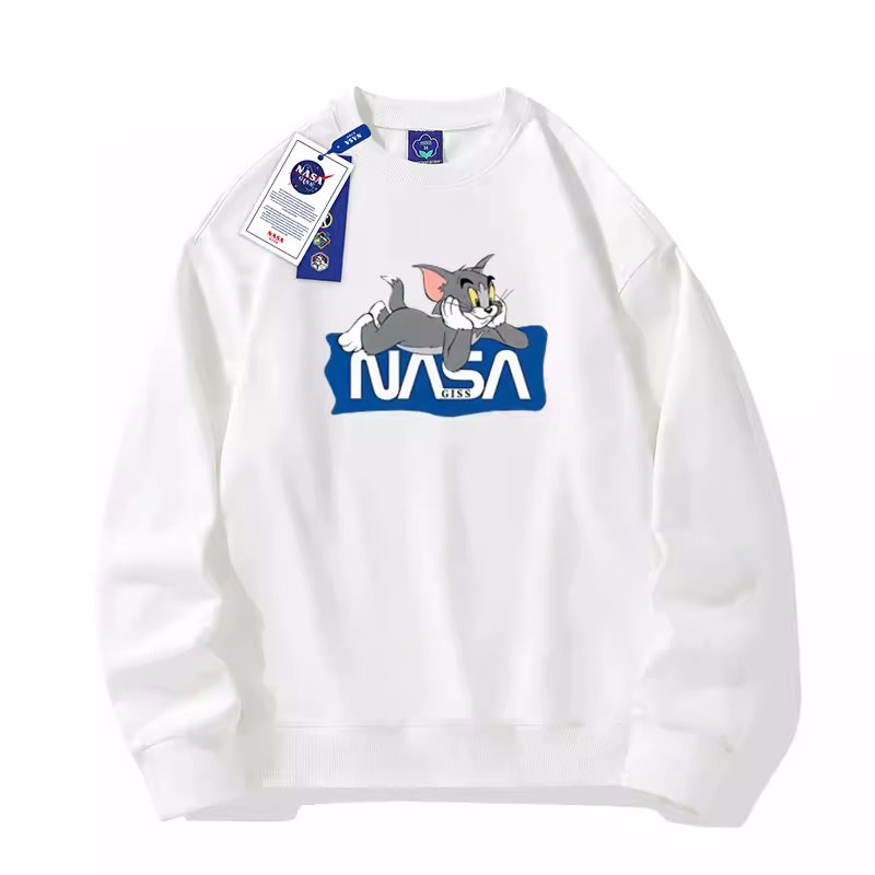 画像1: SALE セール NASA x Tom and Jerry tom prin round neck sweater  ユニセックス 男女兼用NASAナサ×トムとジェリー トムプリントプリントラウンドネックスウェットプルオーバートレーナー (1)
