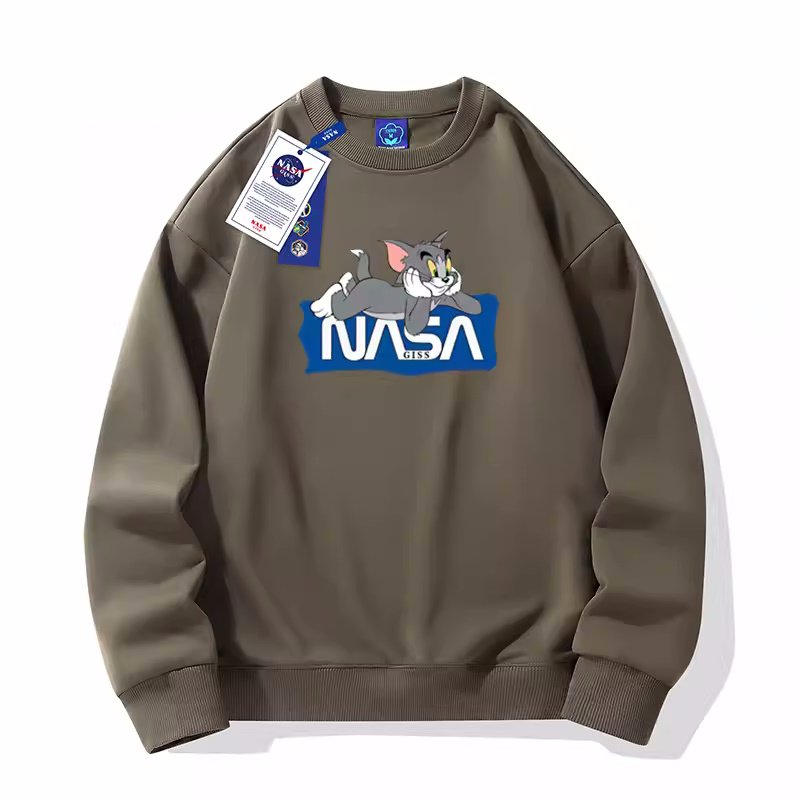 画像12: NASA x Tom and Jerry tom prin round neck sweater  ユニセックス 男女兼用NASAナサ×トムとジェリー トムプリントプリントラウンドネックスウェットプルオーバートレーナー (12)