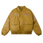 画像7: circle logo leather down Jacket　ユニセックス 男女兼用サークルロゴレザーダウンコートジャケット ブルゾン　 (7)