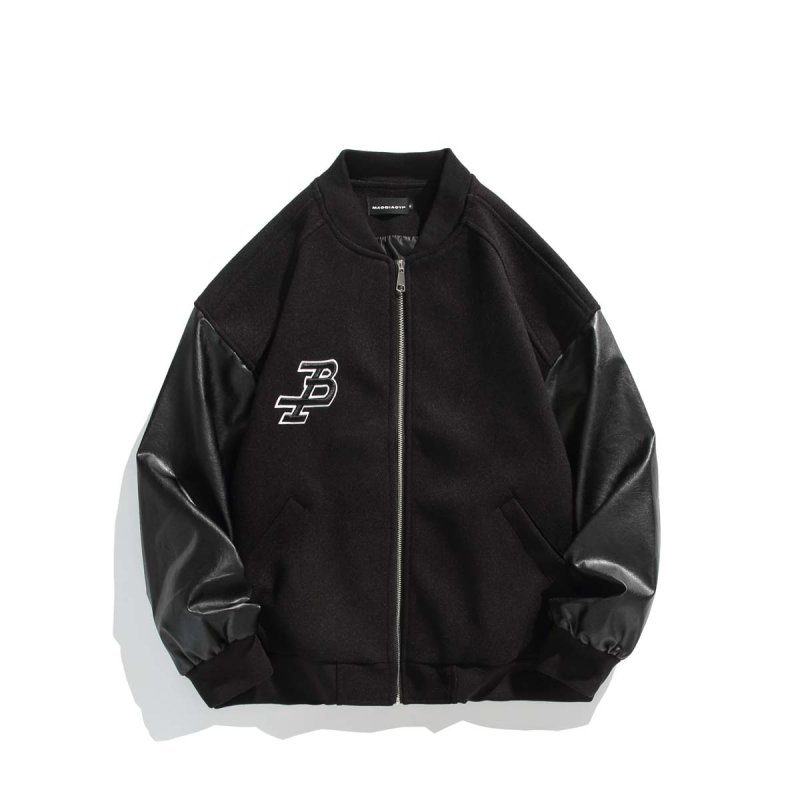 画像2: with letters printed all over the back jacket baseball jacket stadium jacket baseball uniform jacket blouson  ユニセックス 男女兼用バックレタープリントスタジアムジャンパー ダウンジャケット スタジャン MA-1 ボンバー ジャケット ブルゾン (2)