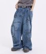 画像3:  graffiti wide-leg denim pants   ユニセックス 男女兼用グラフィックプリントワイドレッグ デニムジーンズ  パンツ  (3)