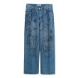 画像1:  graffiti wide-leg denim pants   ユニセックス 男女兼用グラフィックプリントワイドレッグ デニムジーンズ  パンツ  (1)