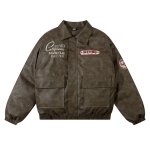 画像6: circle logo leather down Jacket　ユニセックス 男女兼用サークルロゴレザーダウンコートジャケット ブルゾン　 (6)