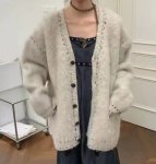 画像2: Women's furry cardigan jacket coat  ファーファーカーディガンジャケットコート 　 (2)