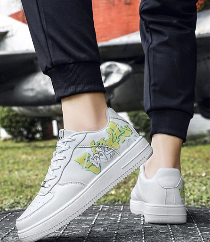 画像7: graphic print leather  lace up sneakers shoes 男女兼用 ユニセックスレザーグラフィックプリントローカットレースアップスニーカーシューズ (7)