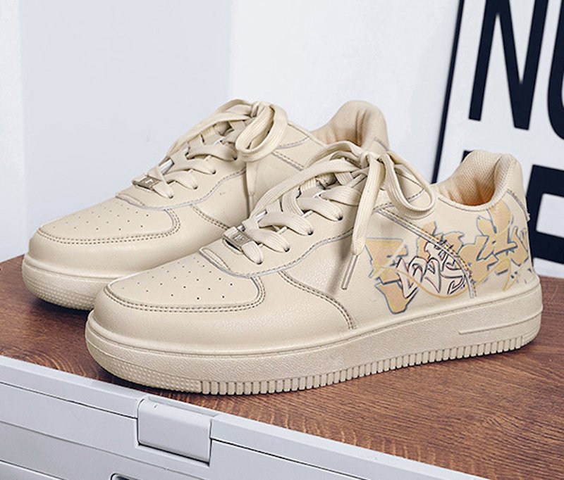 画像8: graphic print leather  lace up sneakers shoes 男女兼用 ユニセックスレザーグラフィックプリントローカットレースアップスニーカーシューズ (8)