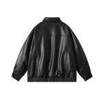 画像4: men's plush leather star one point jacket　ユニセックス 男女兼用スター星ワンポイントレザージャケットコート (4)