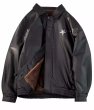 画像6: men's plush leather star one point jacket　ユニセックス 男女兼用スター星ワンポイントレザージャケットコート (6)