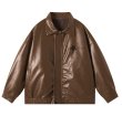 画像3: men's plush leather star one point jacket　ユニセックス 男女兼用スター星ワンポイントレザージャケットコート (3)