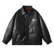 画像2: men's plush leather star one point jacket　ユニセックス 男女兼用スター星ワンポイントレザージャケットコート (2)