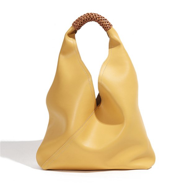 画像1: Woman’s  Triangle Leather Bucket Tote Shoulder Bag トライアングル本革レザートートショルダーバッグ (1)