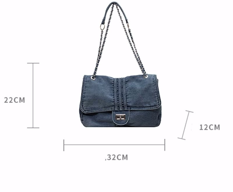画像8: Woman’s  denim chain shoulder tote shoulder bag  チェーンショルダー デニムトートショルダーバッグ (8)