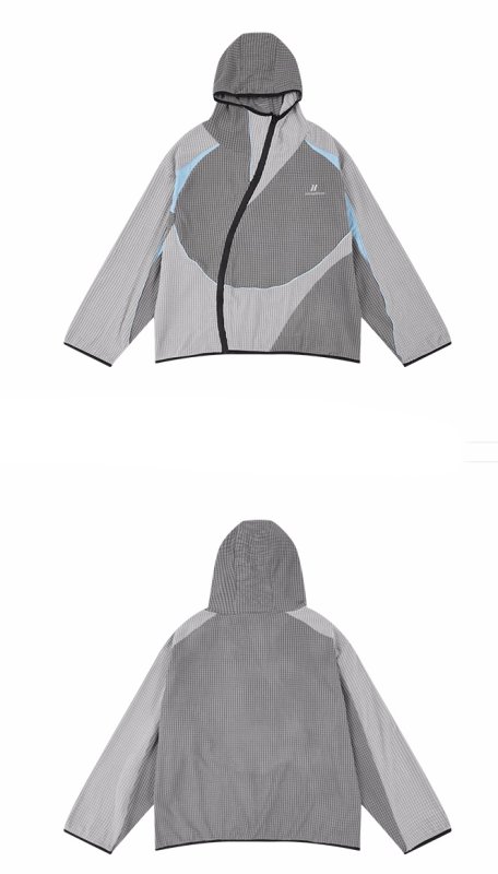 画像8: men's outdoor mountain tire pattern irregular zipper design jacket ユニセックス 男女兼用アマウンテンタイヤパターンジップフーディパーカージャケット (8)