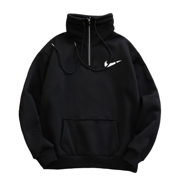 画像1: New 24 Broken swooshy Zip-up Stand Collar Sweat  Sweatshirts ブロークン スウォッシュ ジップアップ　スタンドカラー　スウェット　パーカー 男女兼用 ユニセックス (1)