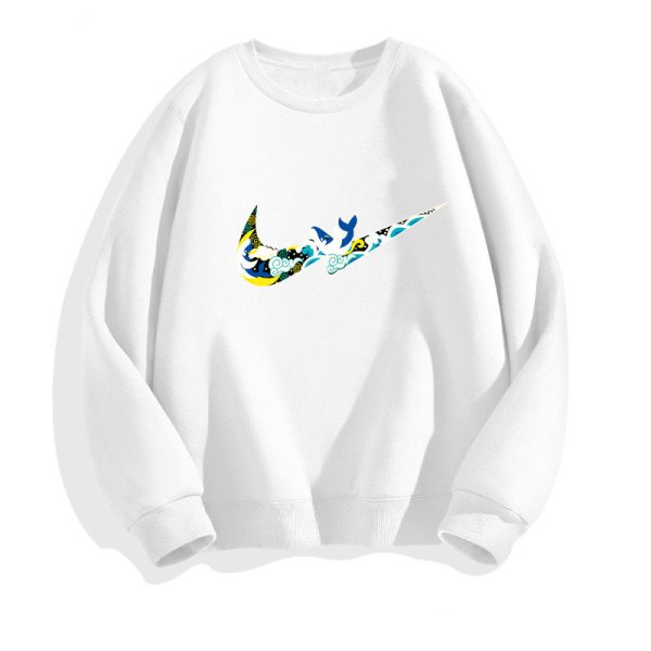 画像1: Unisex Ukiyoe swoosh x Whale Print Sweat Shirt ユニセックス 男女兼用 浮世絵×クジラプリント スウェットトレーナー (1)