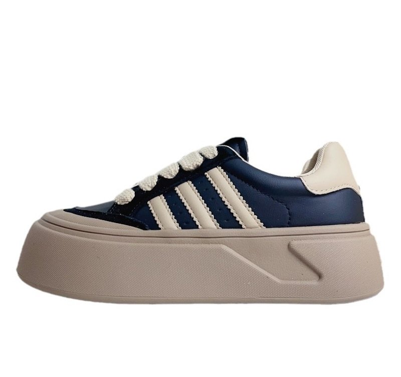women's Thick sole 3 line leather sneakers platform sneakers