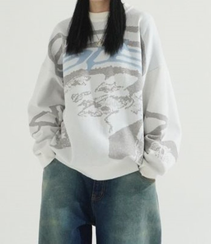 画像4: Unisex jacquard street personality round neck sweater ユニセックス 男女兼用ジャガード編み込みストリートラウンドネックセーター ニット (4)
