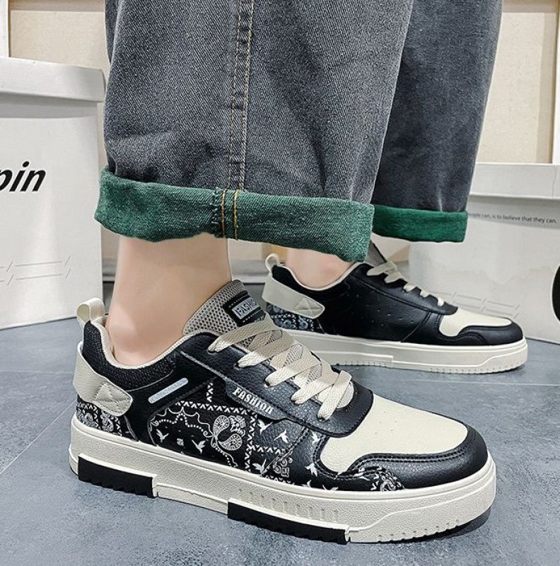 画像5: unisex bandana paisley print sneakers leather  sneakers lace up sneakers shoes 男女兼用 ユニセックスバンダナペイズリー柄レザーレースアップスニーカーシューズ (5)