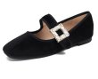 画像2: Women’s Rhinestone square buckle ballet flats pumps フラットラインストーン付きフラットパンプス　バレーシューズ (2)