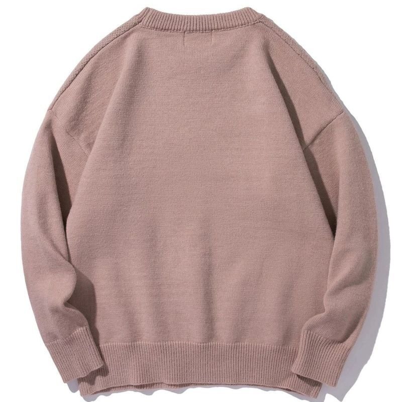 画像5: Unisex duck braid round neck retro streetwear  ユニセックス 男女兼用 ダックアヒル編み込みラウンドネックセータープルオーバ (5)