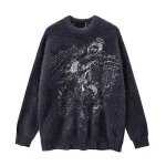 画像2: angel graphic round neck sweater　ユニセックス 男女兼用 エンジェル グラフィックラウンドネックセータープルオーバ (2)