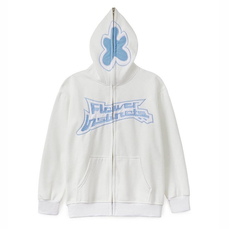画像1: men's and women's flower embroidered HOODIE sweatshirt 　ユニセックス男女兼用フラワー刺繍フーディパーカースウェット  トレーナー (1)