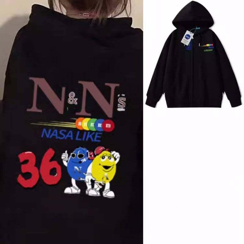 画像5:  NASA×N&N character hoodie sweatshirt  ユニセックス男女兼用 NASAナサ×N&Nキャラクタープリントフーディパーカースウェット  トレーナー (5)