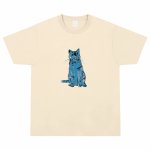 画像2: cat print T-shirt　男女兼用ユニセックスキャット猫プリント半袖Tシャツ  (2)