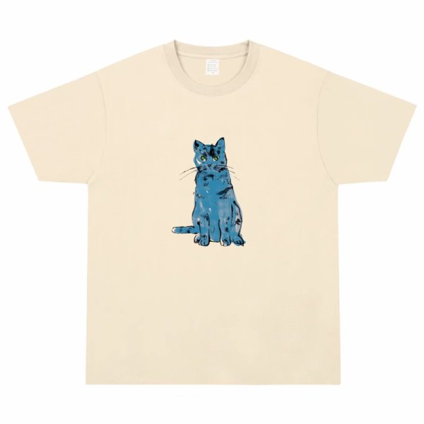 画像2: cat print T-shirt　男女兼用ユニセックスキャット猫プリント半袖Tシャツ  (2)