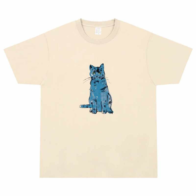 cat print T-shirt 男女兼用ユニセックスキャット猫プリント半袖