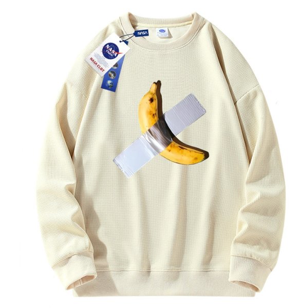 画像1: Realistic Banana Print Round Neck Sweatshirt sweat   ユニセックス 男女兼用 リアルバナナプリント スウェットトレーナー (1)