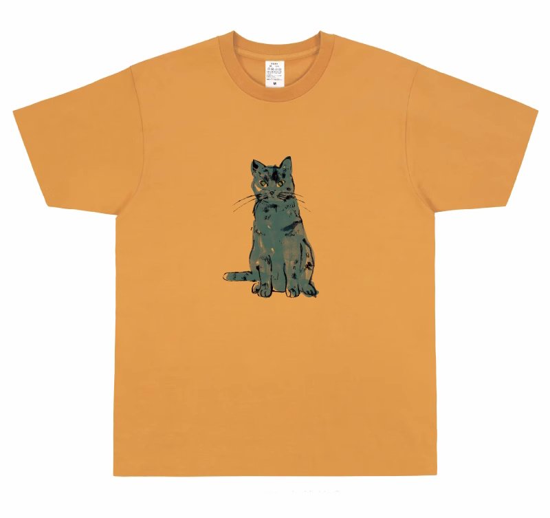 画像6: cat print T-shirt　男女兼用ユニセックスキャット猫プリント半袖Tシャツ  (6)