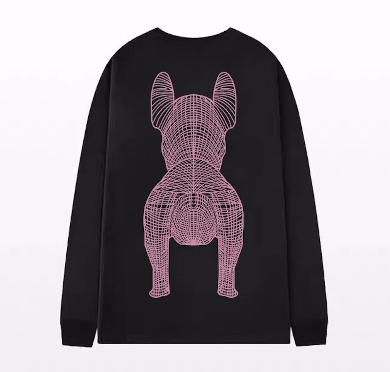 画像3: Bulldog Dog Print Long Sleeve T-Shirt　 ユニセックス 男女兼用 ブルドッグ犬プリントロングスリーブtシャツプリント  (3)